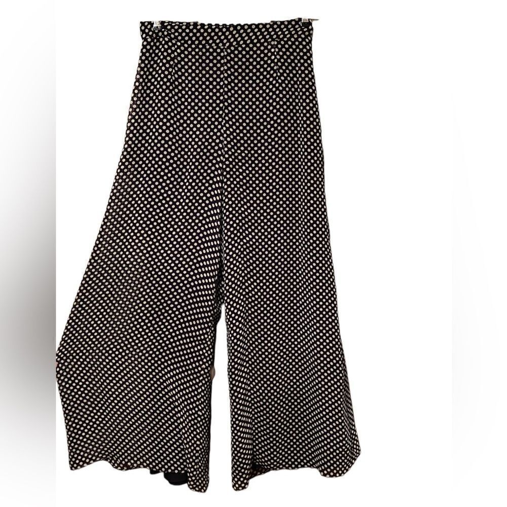 Badgley Mischka Navy Wide Leg Palazzo Pants Size 6 Polka Dot